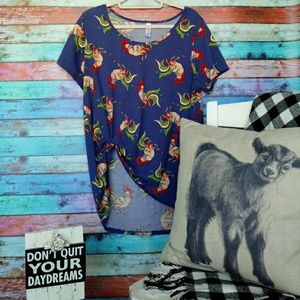 Roosters! LLR blue rooster print Irma